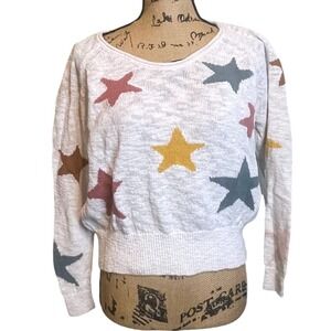 Lou & Grey Women Loungewear Relaxed Fit Star Print Knitted Sweater White Size XS